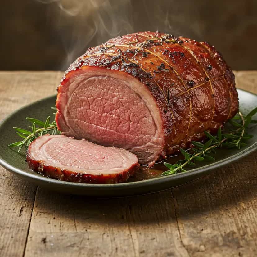 Foto deliciosa de Lombo de Javali Assado com Vinho Branco pronta para servir - Carnes & Frango