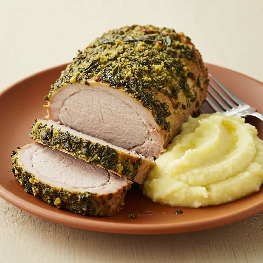 Lombo de Porco ao Molho de Limão e Sálvia Empanado