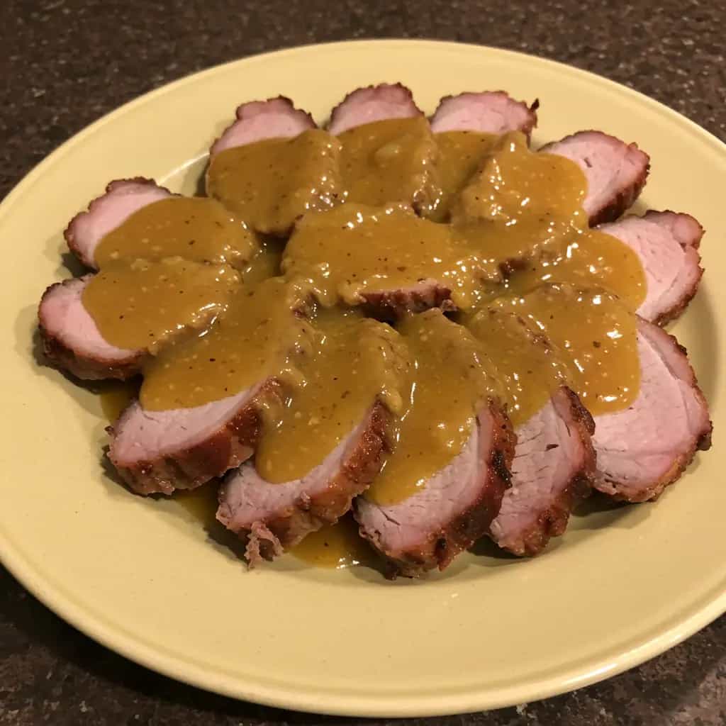 Lombo de Porco ao Molho de Maracujá e Cogumelos