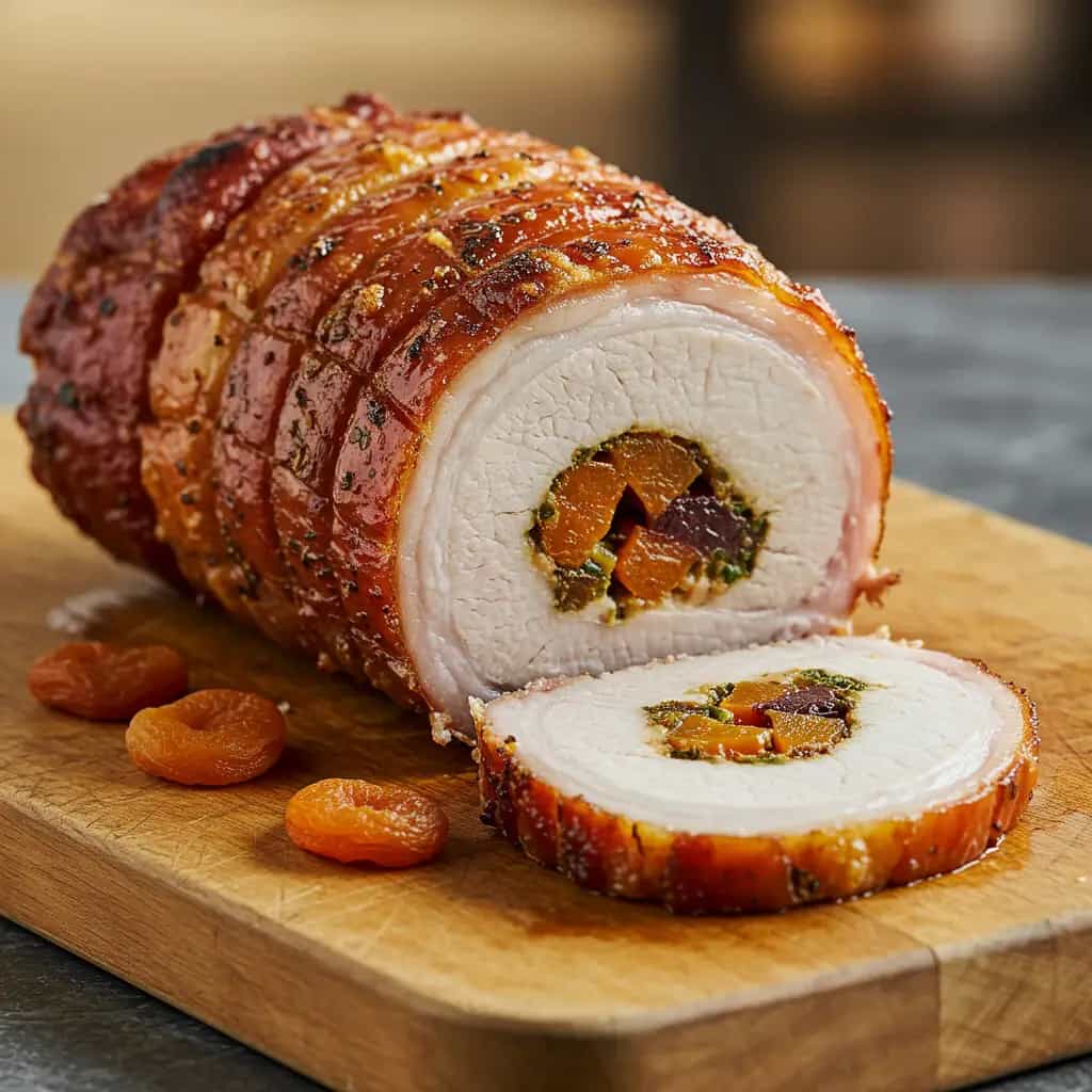 Lombo de Porco Recheado com Damascos e Ervas Finas