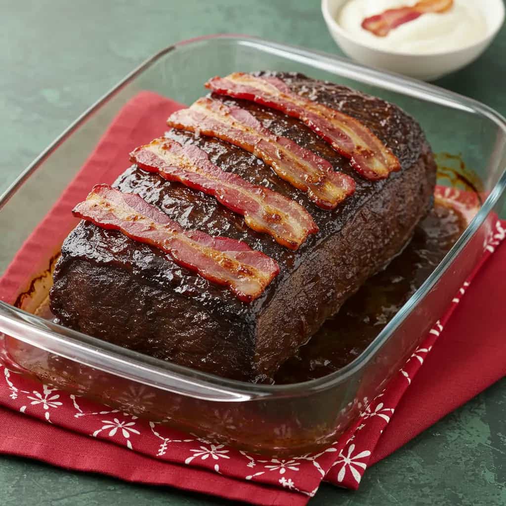 Lombo Suíno Assado com Molho Cremoso de Cebola e Bacon