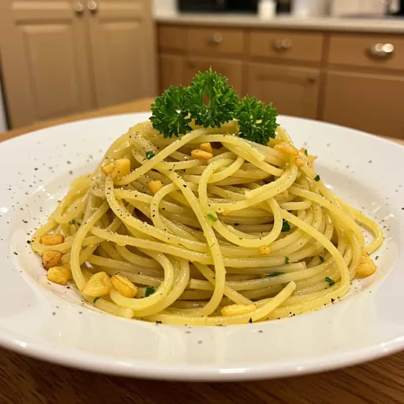 Foto deliciosa de Macarrão ao Alho e Óleo para uma Pessoa pronta para servir - Para uma Pessoa