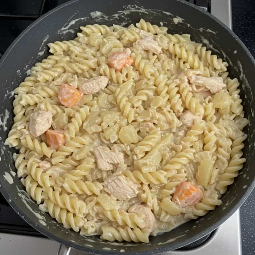 Foto deliciosa de Macarrão ao Frango com Palmito pronta para servir - Massas & Macarrão