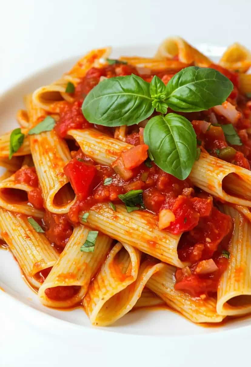 Foto deliciosa de Macarrão Caseiro com Molho de Tomate pronta para servir - Massas & Macarrão