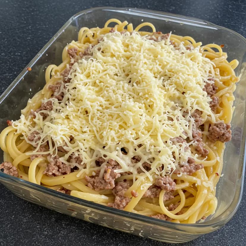 Macarrão com Carne Moída ao Molho de Queijo