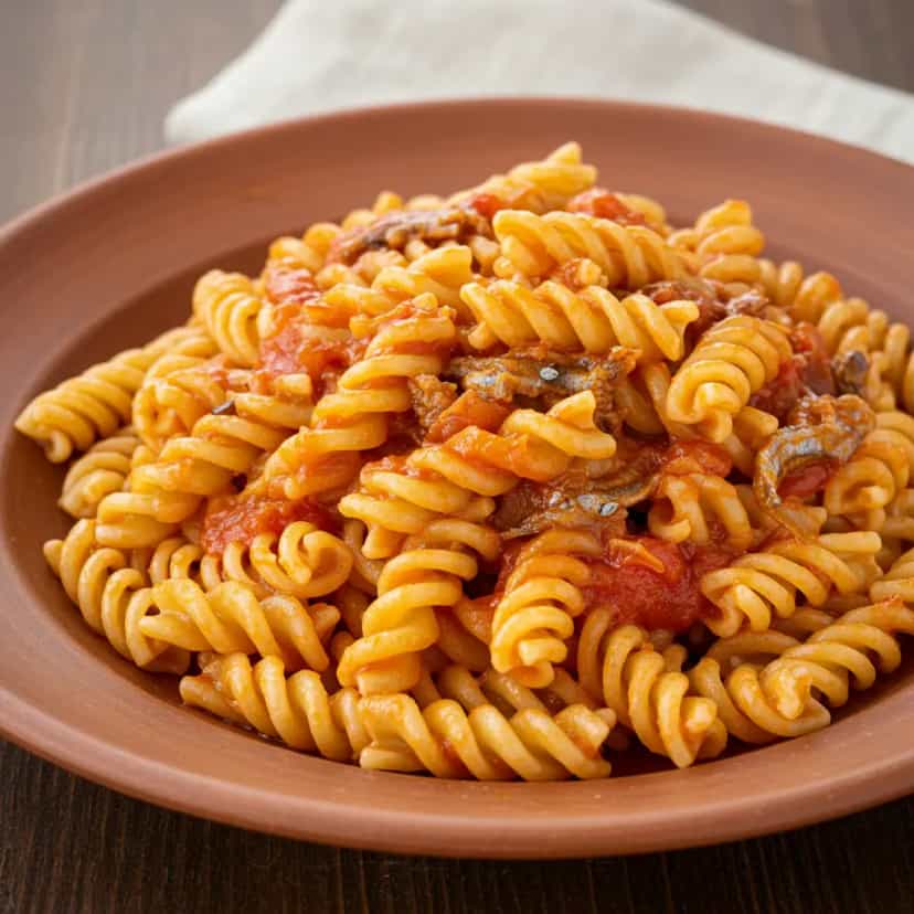 Foto deliciosa de Macarrão com Sardinha ao Molho de Tomate pronta para servir - Outras Receitas