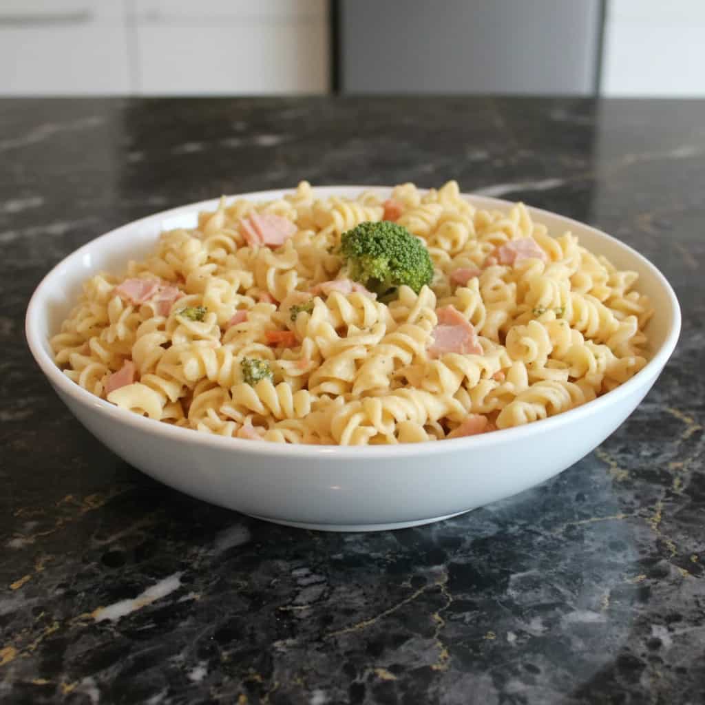 Macarrão Cremoso ao Queijo e Presunto