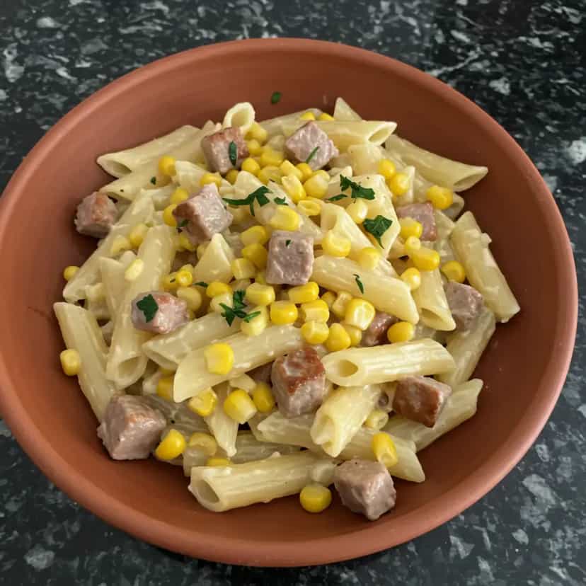 Foto deliciosa de Macarrão Cremoso com Calabresa e Bacon pronta para servir - Outras Receitas