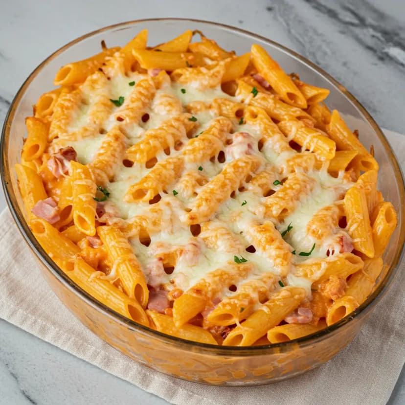 Macarrão Gratinado com Presunto e Queijo