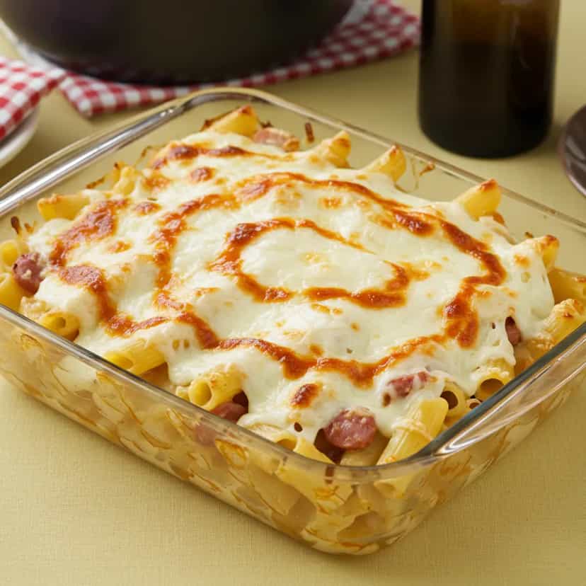 Foto deliciosa de Macarrão na Panela de Pressão com Calabresa e Bacon pronta para servir - Outras Receitas