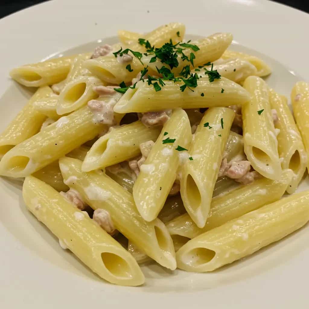 Macarrão Penne ao Molho de Queijo Cremoso com Calabresa