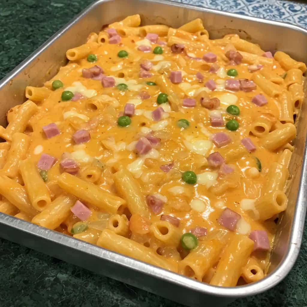 Macarrão Penne com Calabresa, Bacon e Molho Branco