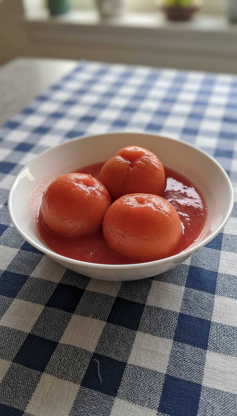 Maçãs em Calda com Gelatina de Morango