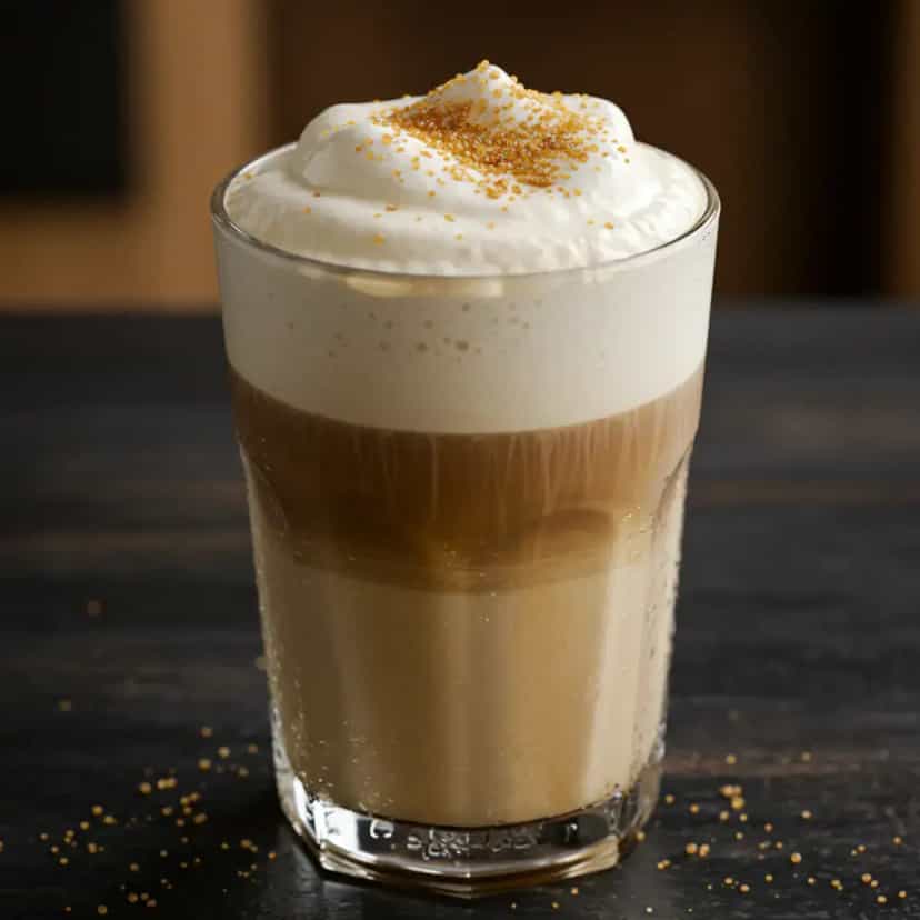Foto deliciosa de Macchiato Cremoso: Café com Leite Condensado pronta para servir - Bebidas Brasileiras
