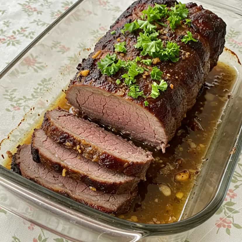 Foto deliciosa de Maminha Assada com Molho de Mostarda e Limão pronta para servir - Carnes & Frango