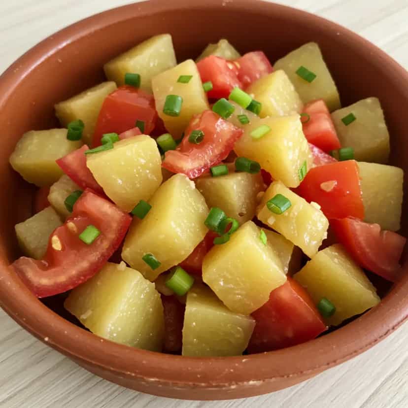 Foto deliciosa de Mandioca com Vinagrete de Cebola e Tomate pronta para servir - Pratos Brasileiros Icônicos