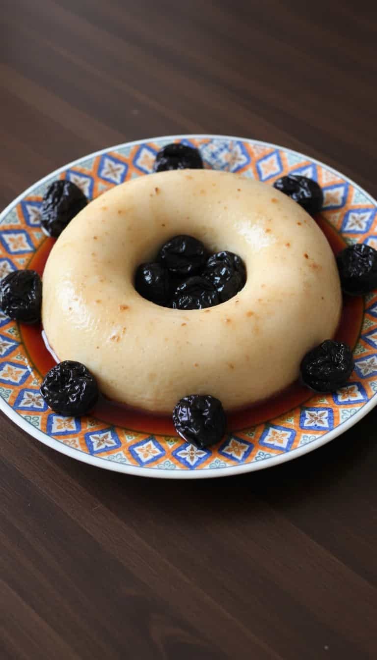 Manjar Branco Cremoso com Calda de Ameixa