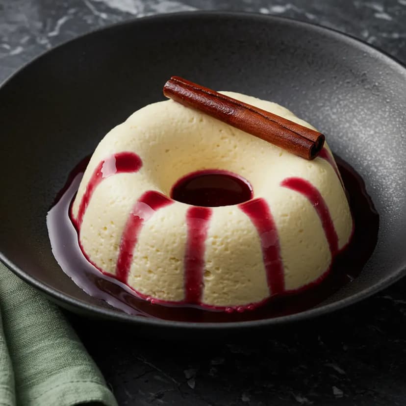 Manjar Branco Cremoso com Calda de Vinho Tinto