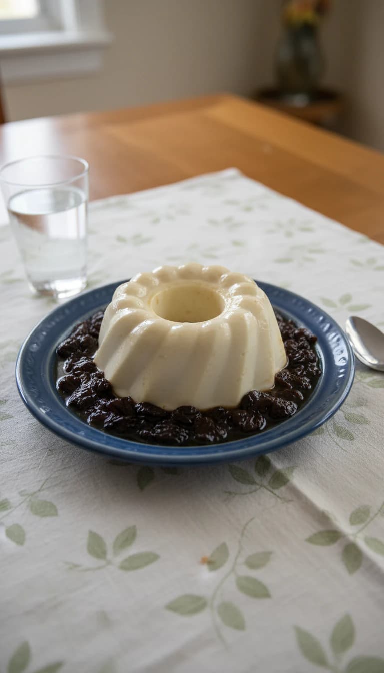 Manjar de Coco Cremoso com Calda de Ameixa