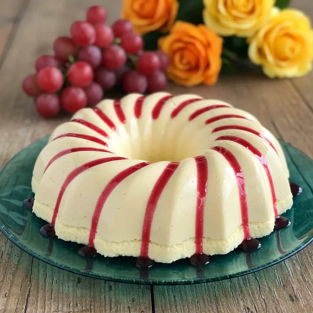 Manjar de Coco Cremoso com Calda de Vinho Tinto