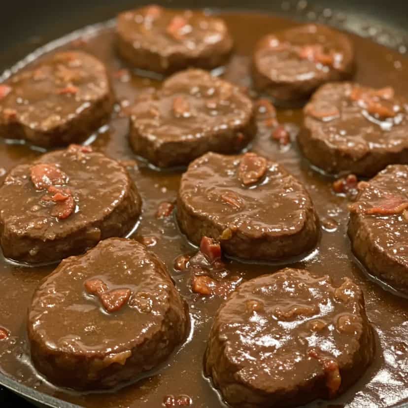 Foto deliciosa de Medalhões de Alcatra ao Molho de Vinho pronta para servir - Carnes & Frango