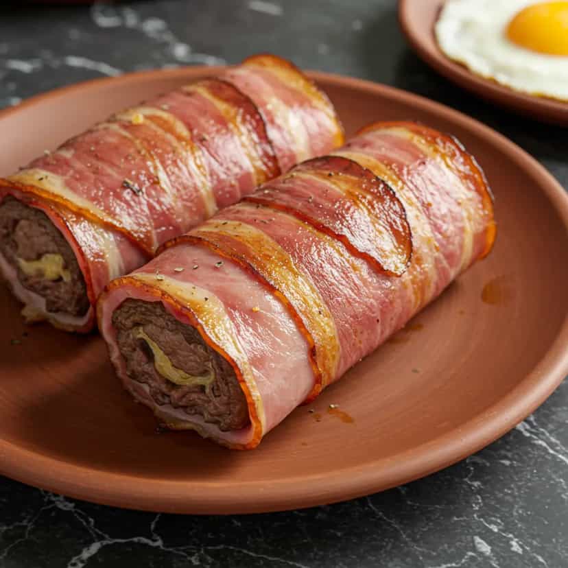 Foto deliciosa de Medalhões de Carne ao Presunto pronta para servir - Na Airfryer