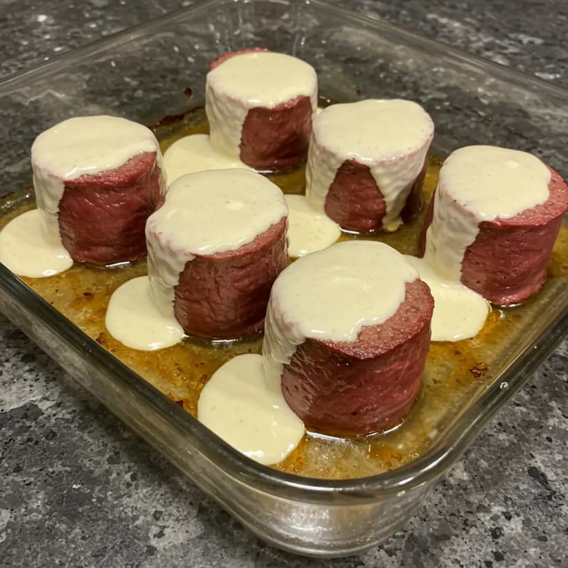 Medalhões de Filé Mignon ao Molho Cremoso de Requeijão e Batata Palha