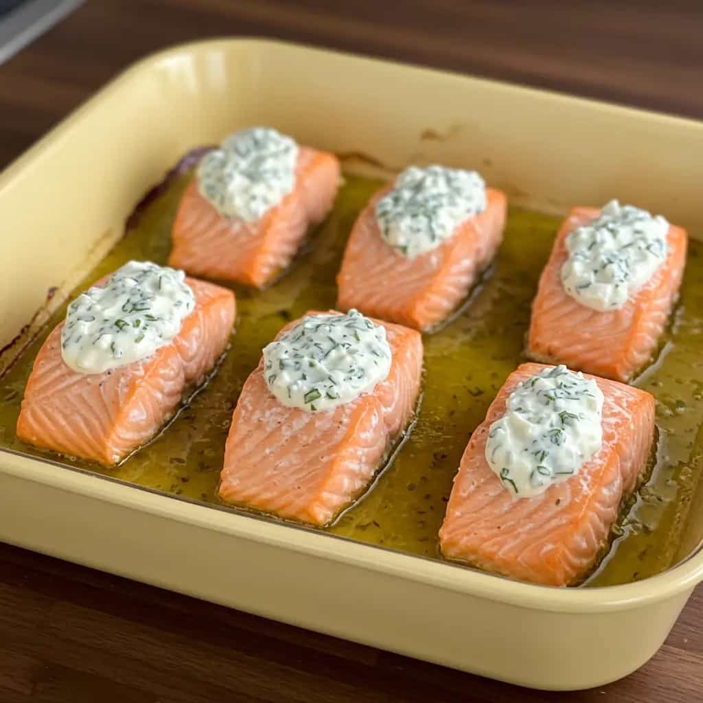 Medalhões de Salmão ao Molho de Mostarda e Mel com Coco