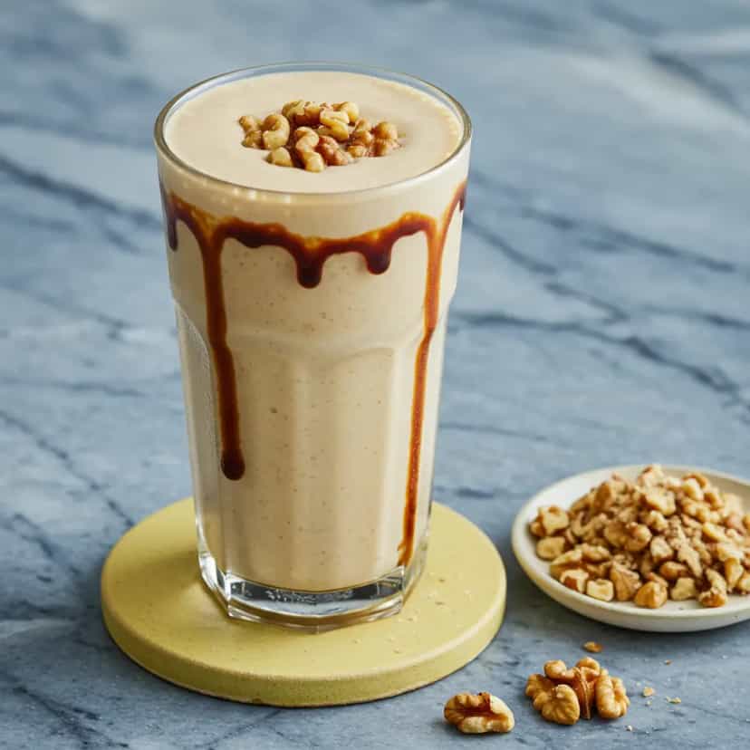 Foto deliciosa de Milk Shake Cremoso de Nozes pronta para servir - Milkshakes