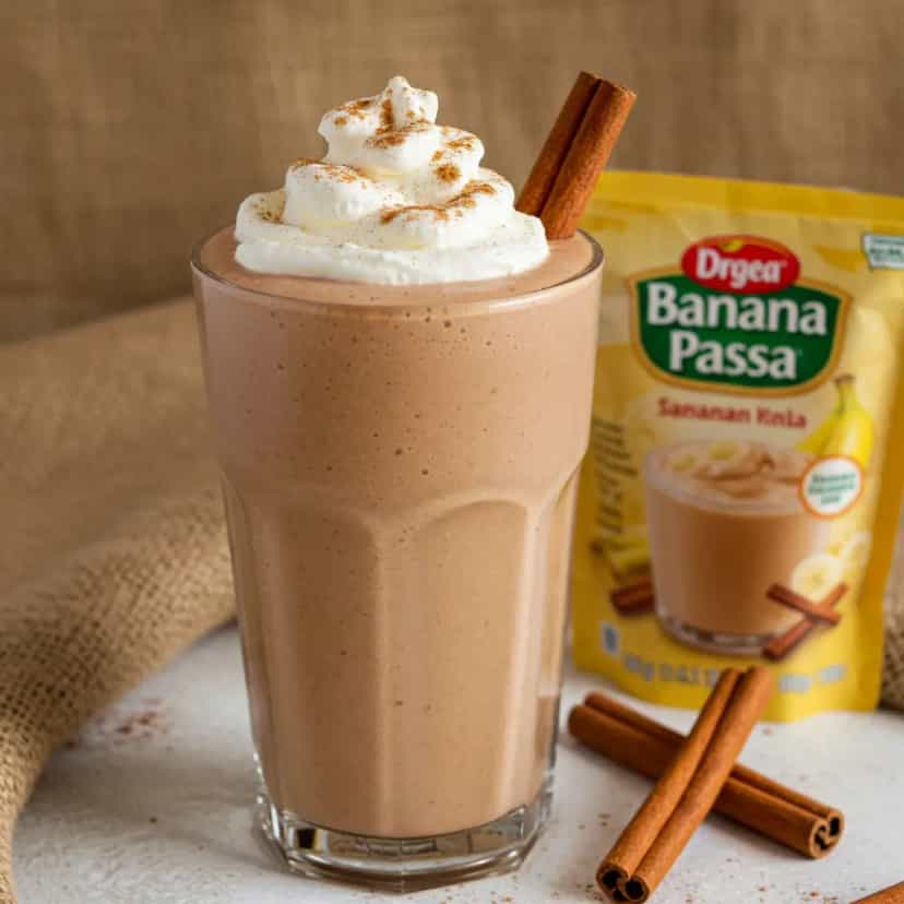 Foto deliciosa de Milk Shake de Banana com Chocolate e Canela pronta para servir - Milkshakes
