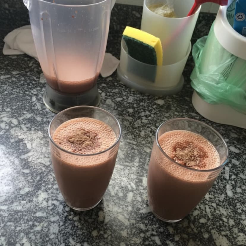 Foto deliciosa de Milkshake Cremoso de Morango com Chocolate pronta para servir