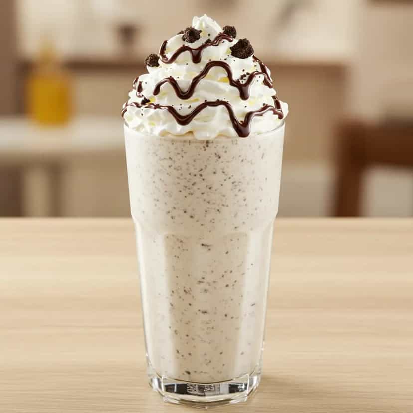 Foto deliciosa de Milkshake de Baunilha com Cookies Crocantes pronta para servir - Milkshakes