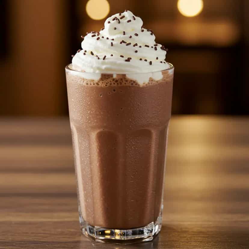 Foto deliciosa de Milkshake de Chocolate Cremoso com Chantilly pronta para servir - Milkshakes