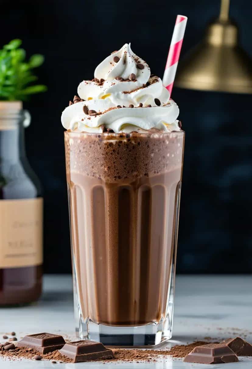 Foto deliciosa de Milkshake de Chocolate pronta para servir - Milkshakes