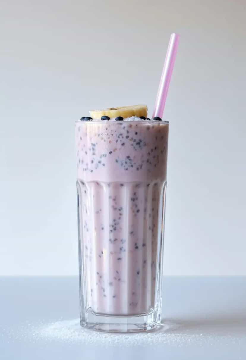 Foto deliciosa de Milkshake de Iogurte com Chia pronta para servir - Snacks Naturais