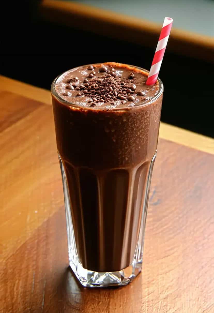 Foto deliciosa de Milkshake de Iogurte Grego e Chocolate pronta para servir - Milkshakes