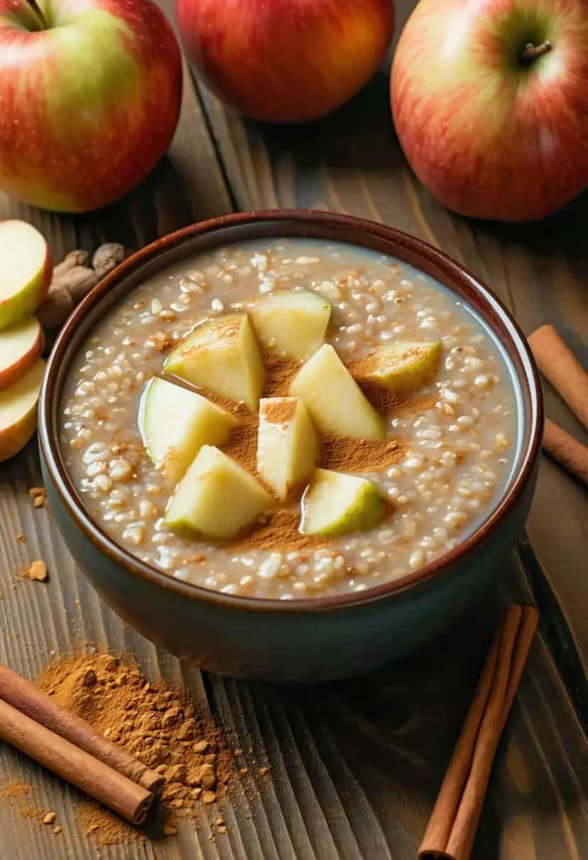 Foto deliciosa de Mingau de Aveia com Maçã pronta para servir - Aveia