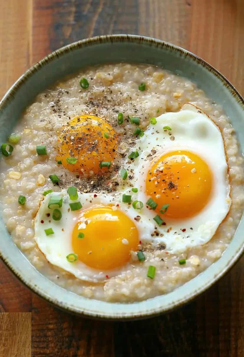 Foto deliciosa de Mingau de Aveia Salgado com Ovo pronta para servir - Aveia