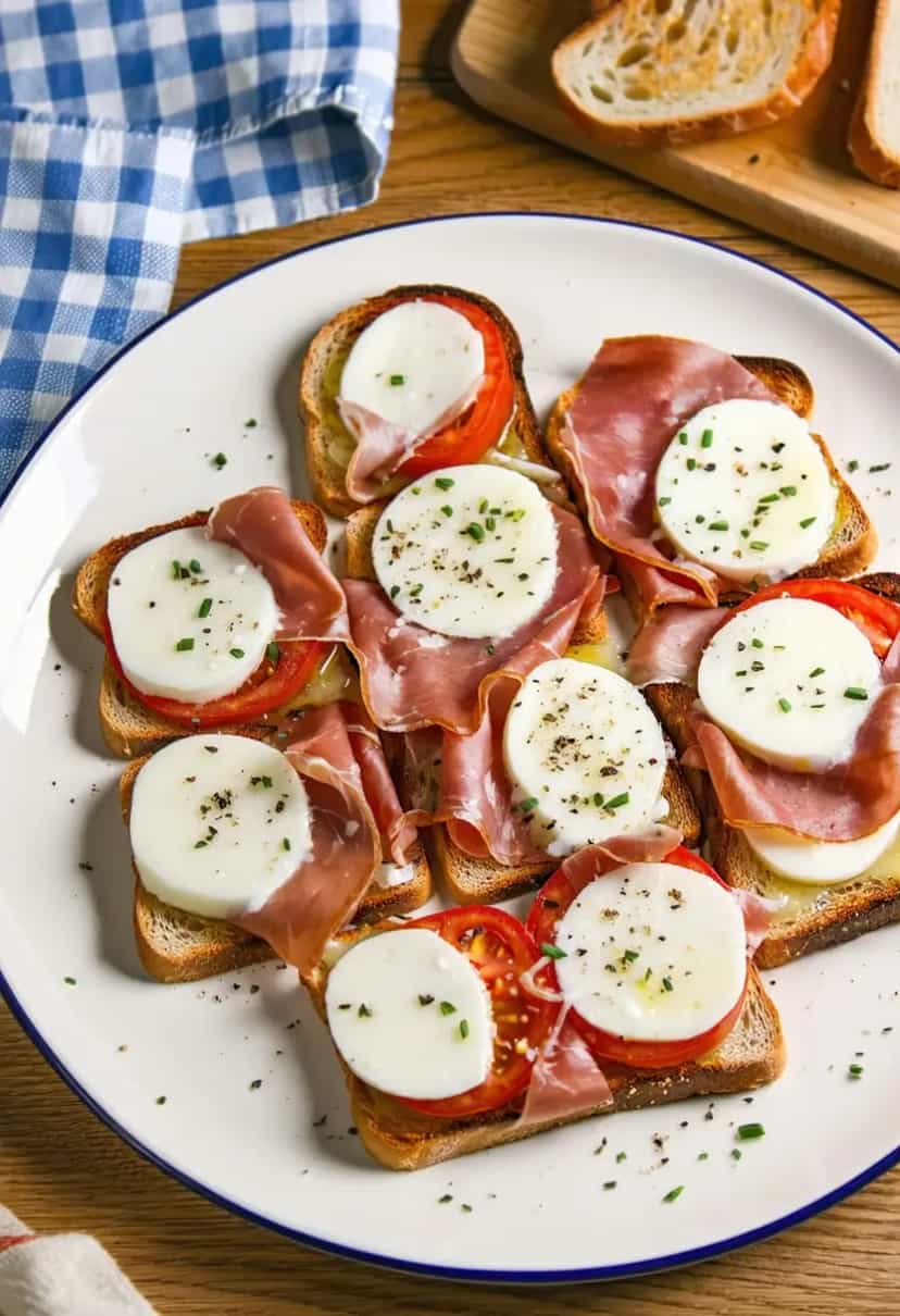Foto deliciosa de Misto Quente de Forno com Presunto e Tomate pronta para servir - Lanches de Padaria
