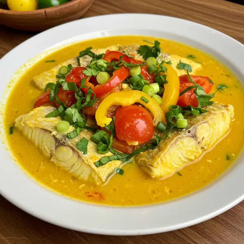 Foto deliciosa de Moqueca de Peixe à Baiana pronta para servir - Peixes & Frutos do Mar