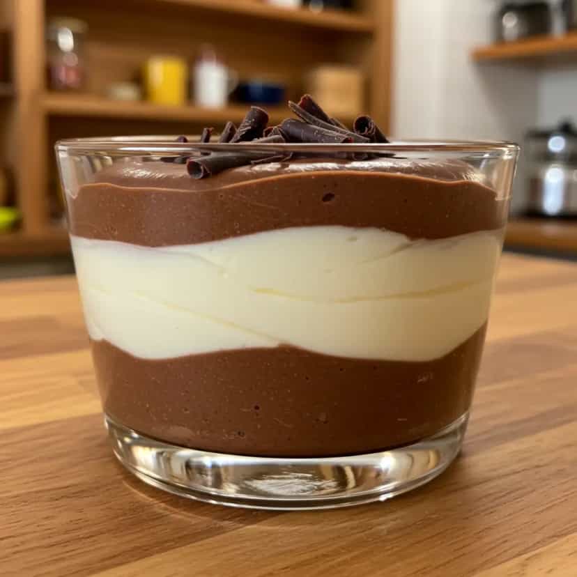 Foto deliciosa de Mousse de chocolate branco e preto pronta para servir - Outras Receitas