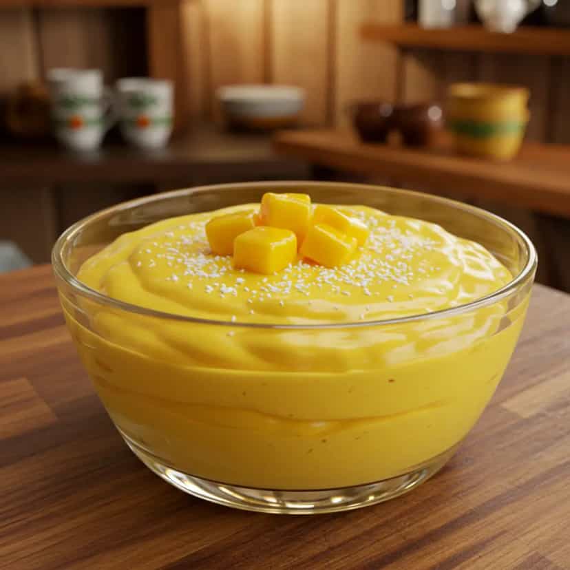 Foto deliciosa de Mousse de manga pronta para servir - Doces Gelados & Sorvetes