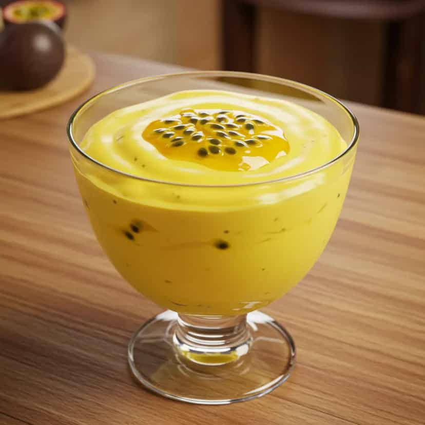 Foto deliciosa de Mousse de maracujá pronta para servir - Pudins & Cremes