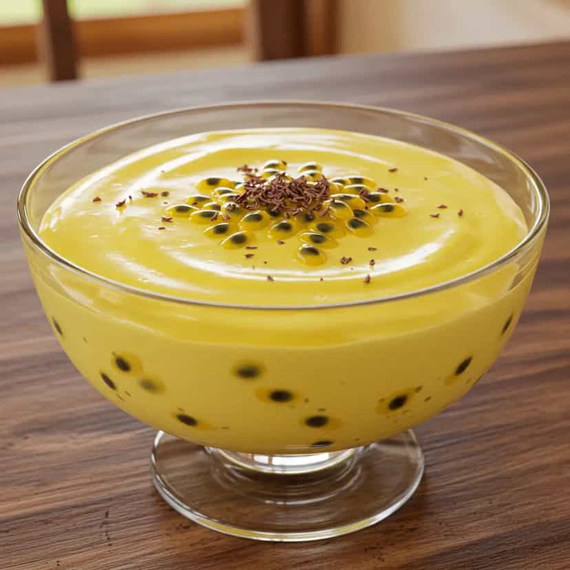 Foto deliciosa de Mousse de maracujá pronta para servir - Pudins & Cremes