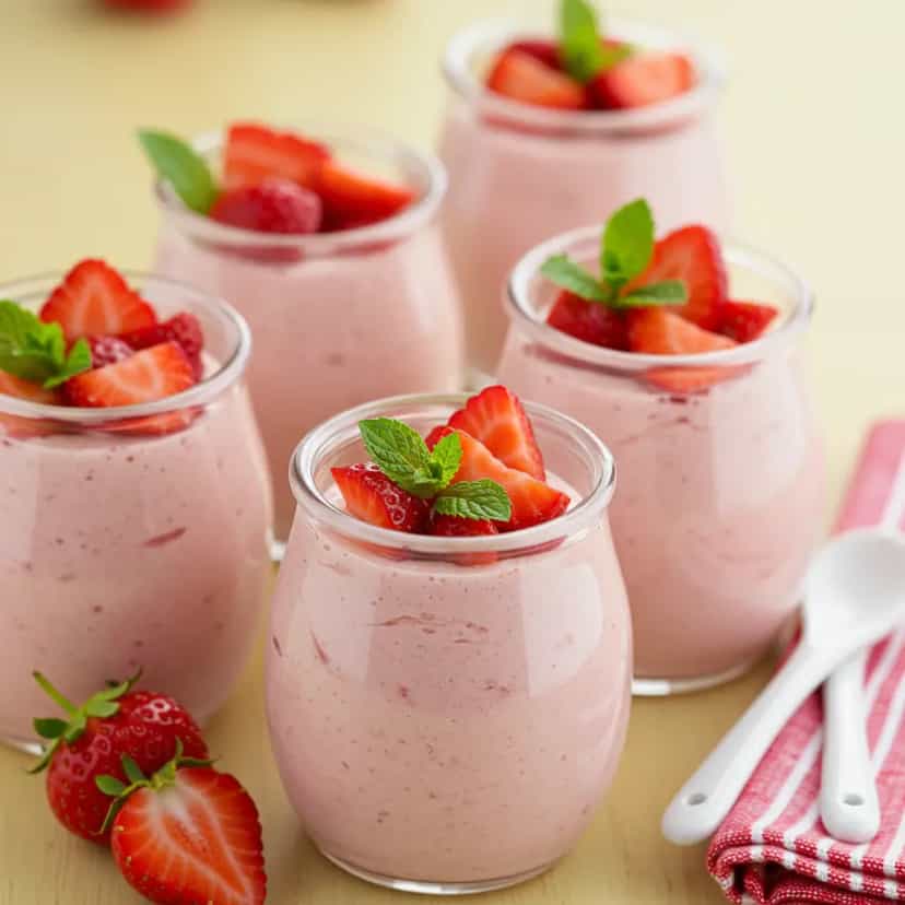 Foto deliciosa de Mousse de Morango Diet: Leve e Delicioso pronta para servir - Sem Açúcar
