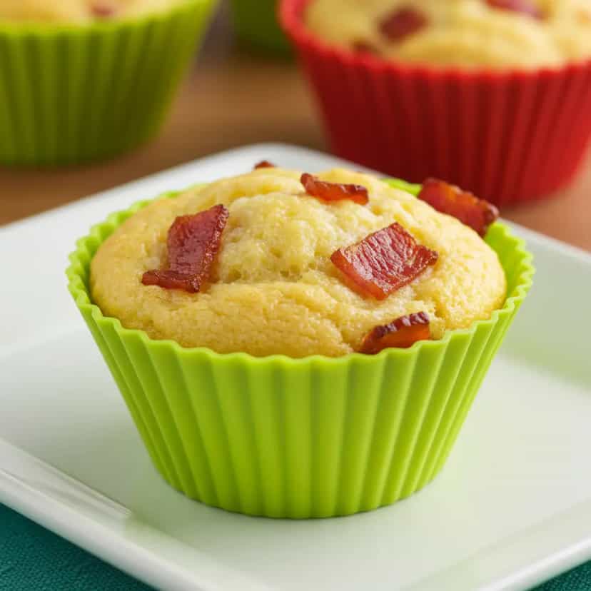 Foto deliciosa de Muffin de Queijo e Bacon pronta para servir - Lanches de Padaria