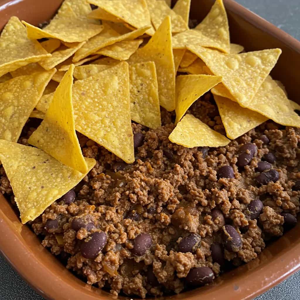 Nachos de Feijão Preto e Carnes