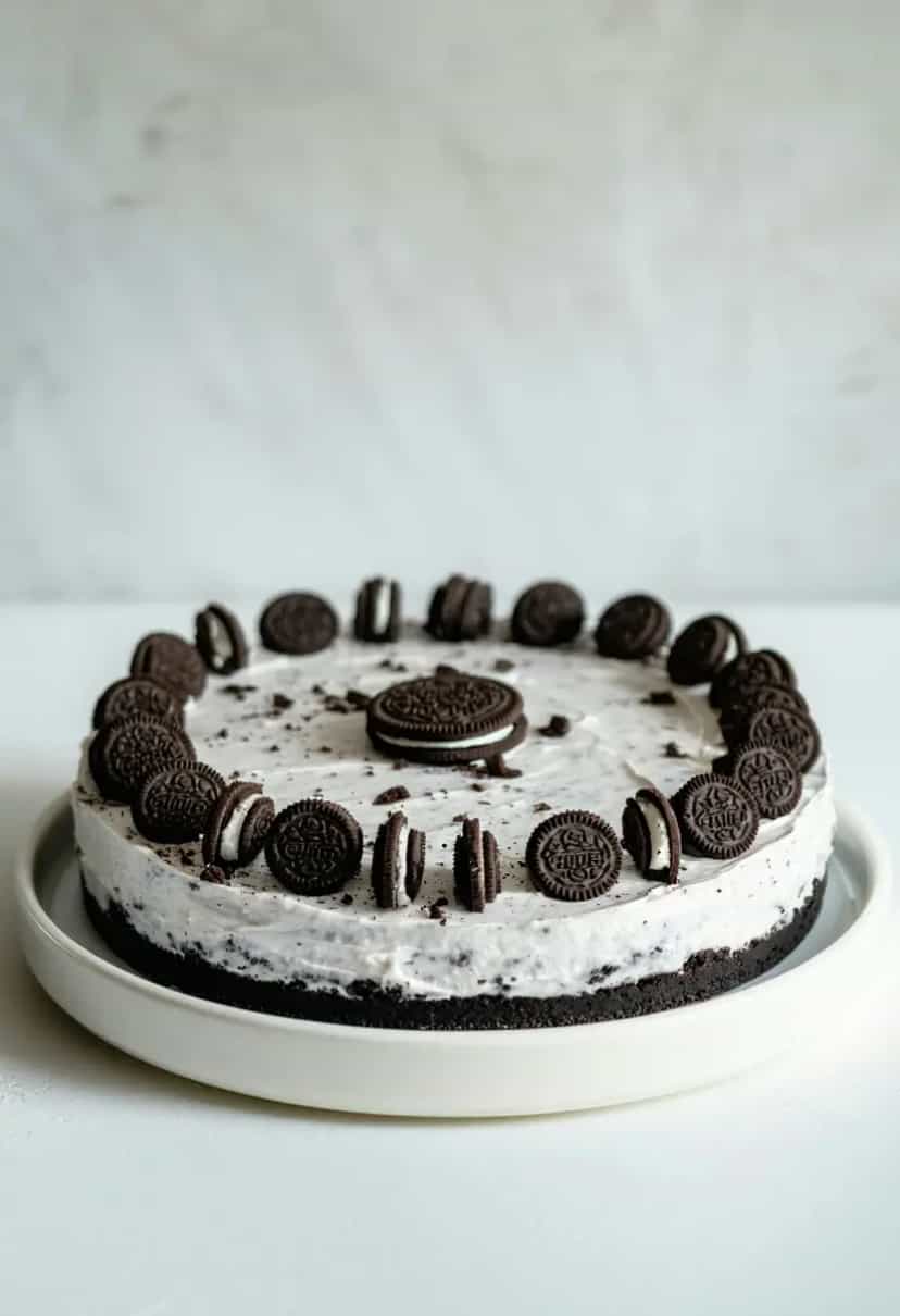 Foto deliciosa de Cheesecake Oreo Sem Forno pronta para servir - Sem Assar