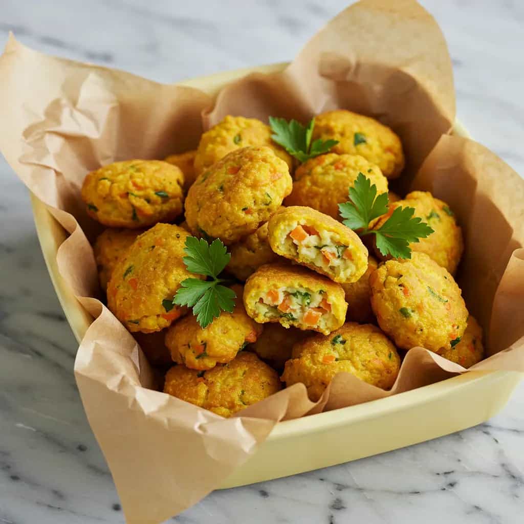 Nuggets Veganos de Grão-de-Bico com Legumes