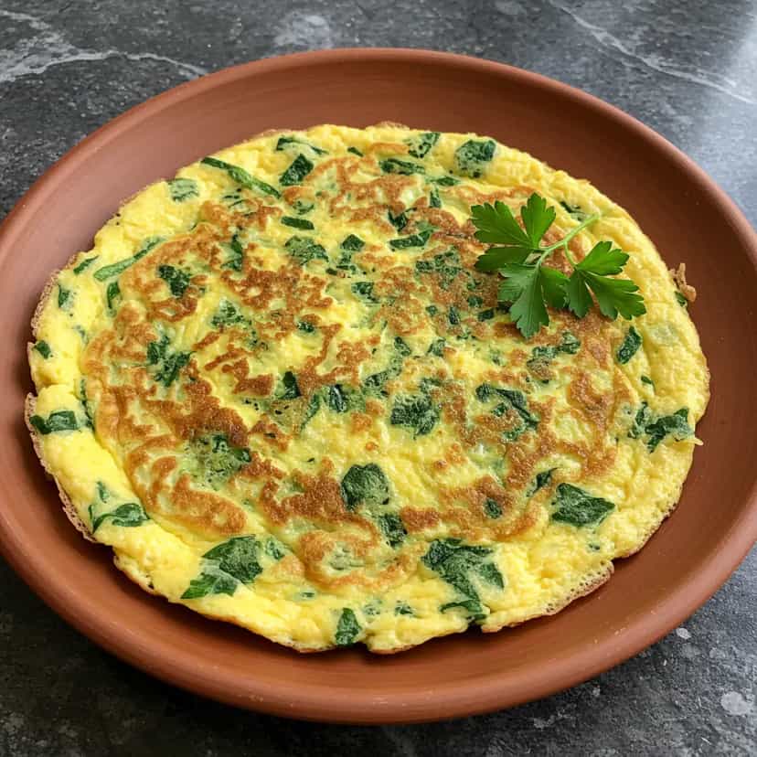 Foto deliciosa de Omelete Cremosa de Espinafre e Queijo Parmesão pronta para servir - Ovos